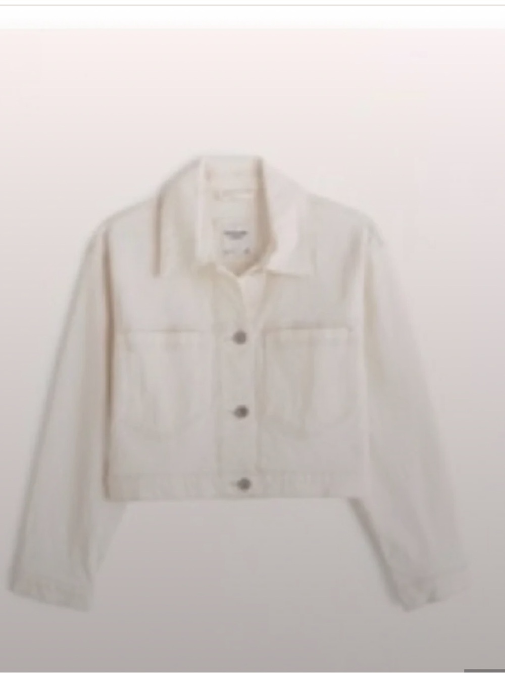 Abercrombie & Fitch Cream Cropped Jean Jacket white size large with pockets
